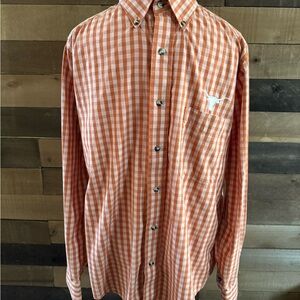 University of Texas Men's Orange Checkered Shirt
